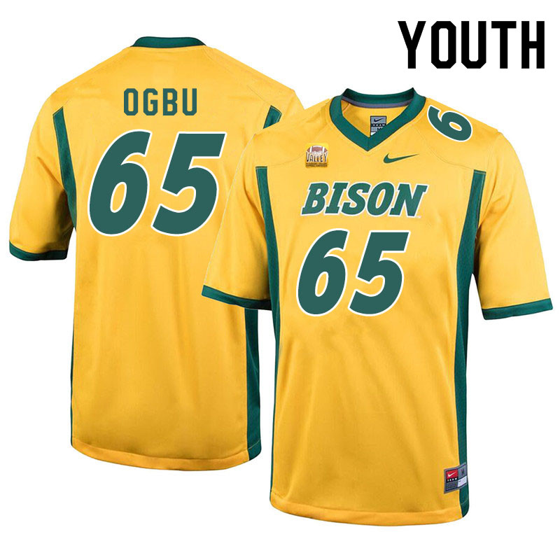 Youth #65 Bartholomew Ogbu North Dakota State Bison College Football Jerseys Sale-Yellow - Click Image to Close